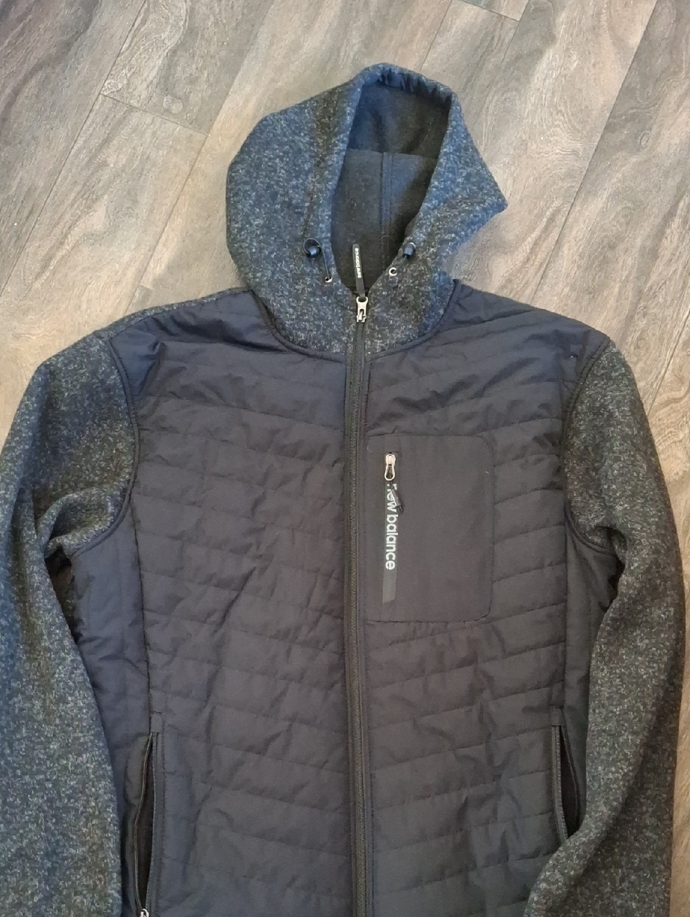 New Balance Men's Quilted Hybrid Hoodie Jacket - Dark Gray